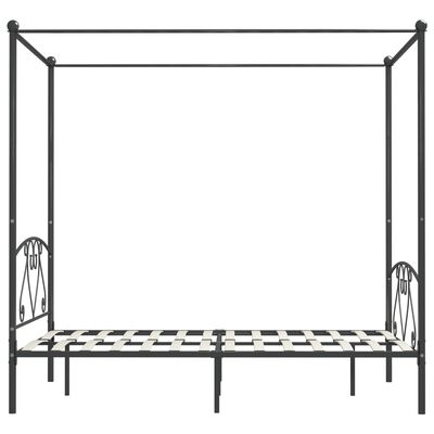 vidaXL Posteljni okvir z ogrodjem za baldahin siv kovinski 140x200 cm