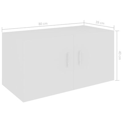 vidaXL Stenska omarica bela 80x39x40 cm iverna plošča