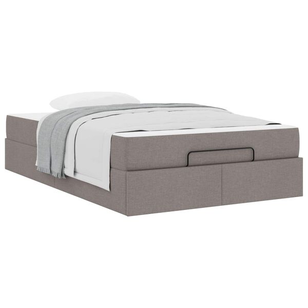 vidaXL Posteljni okvir z vzmetnico z vzmetnico 2 pcs Taupe blago