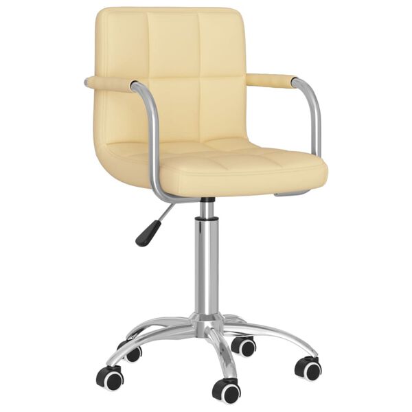 vidaXL Vrtljiv jedilni stol krem umetno usnje