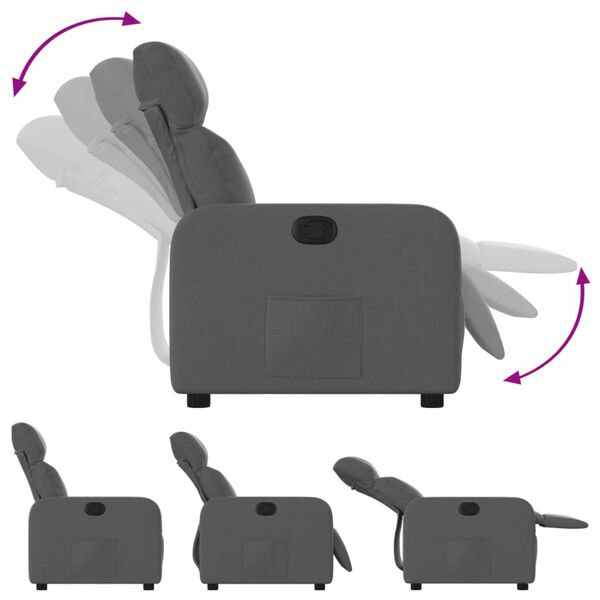 vidaXL Naslanjač iz temno sivega blaga