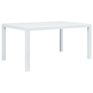 vidaXL Vrtna miza iz plastike 150x90x72 cm bela videz ratana