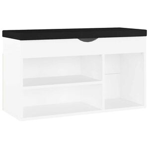 vidaXL Klop za čevlje z blazino bela 80x30x47 cm inženirski les