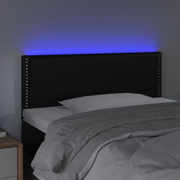 vidaXL LED posteljno vzglavje črno 80x5x78/88 cm umetno usnje