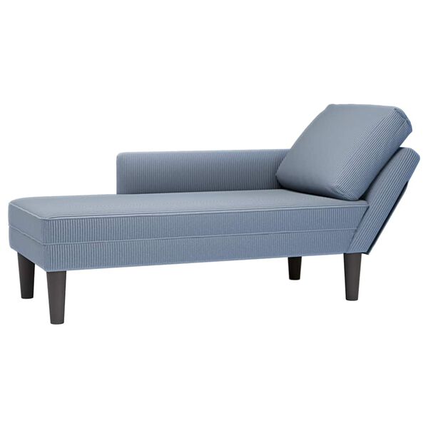 vidaXL Chaise Lounge z blazino Temno modro Corduroy tkanina