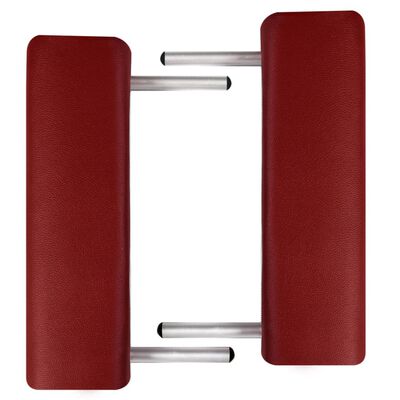 Rdeča zložljiva masažna miza z 3 območji in aluminjastim okvirjem