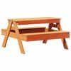 vidaXL Piknik miza za otroke vo&scaron;čeno rjava 88x97x52 cm trdna borovina