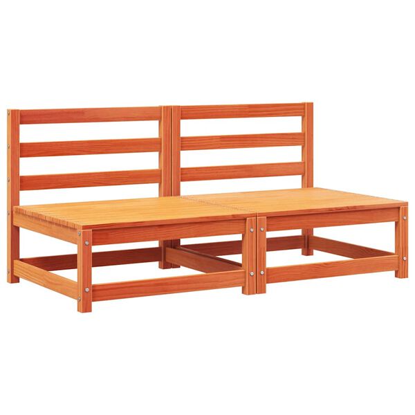 vidaXL Vrtni kavči brez naslonov 2 kosa voščeno rjava trdna borovina