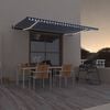 vidaXL Avtomatska tenda LED + senzor 500x300 cm modra in bela