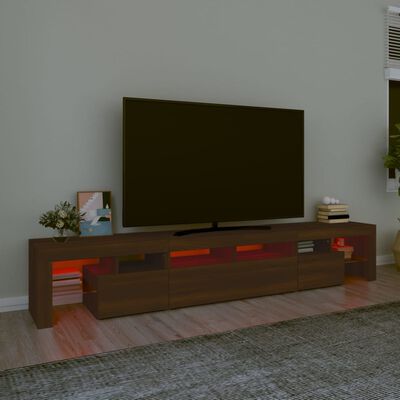 vidaXL TV omarica z LED lučkami rjav hrast 230x36,5x40 cm