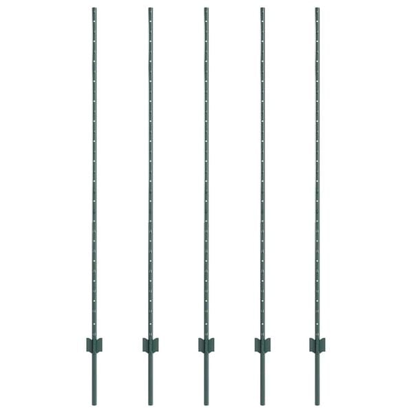 vidaXL Steber ograje. 5 pcs Zelena 150 cm Jeklo