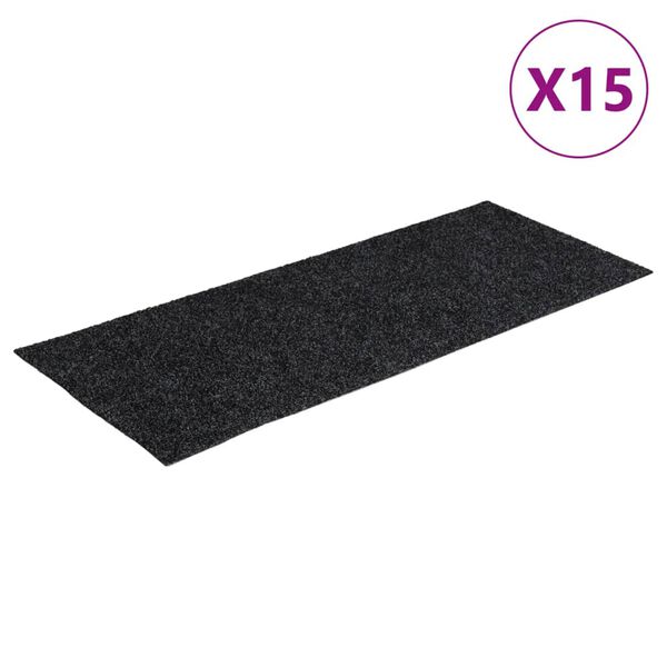vidaXL Preproge za stopnice samolepilne 15 kosov 60 x 25 cm sive pravokotne