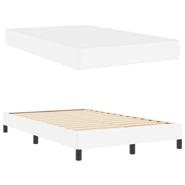 vidaXL Konstrukcija postelje z vzmetnico Bela 120 x 190 cm blago