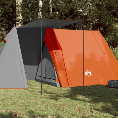vidaXL Šotor za kampiranje za 3 osebe siv in oranžen vodoodporen