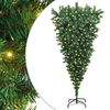 vidaXL Obrnjen umetni osvetljen božični drevesček Zelena 180 cm PVC