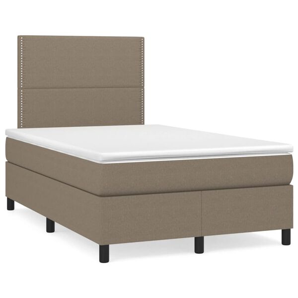 vidaXL Box spring postelja z vzmetnico taupe 120x190 cm blago