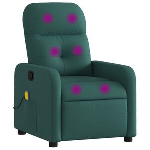 vidaXL Masažni naslanjač temno zeleno blago