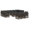 vidaXL Vrtna sedežna garnitura 14 pcs Siva poli ratan