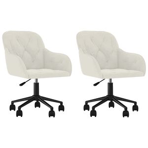 vidaXL Vrtljiv jedilni stol 2 kosa krem žamet