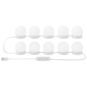 vidaXL Ogledalni luči z LED trakami Bela 4,5 x 4,5 x 4,7 cm Plastika