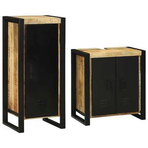 vidaXL Komplet pohi&scaron;tva za kopalnico z vrati 2 pcs Rjava Trd mango les