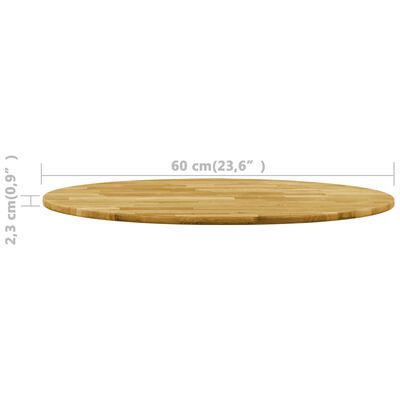 vidaXL Površina za mizo trden hrastov les okrogla 23 mm 600 mm
