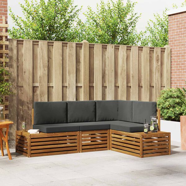 vidaXL Zunanja garnitura za sedenje 4 Kos Naravna in antracitna