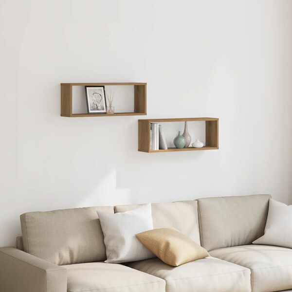 vidaXL Stenske kockaste police 2 kosa artisan hrast 60x15x23 cm