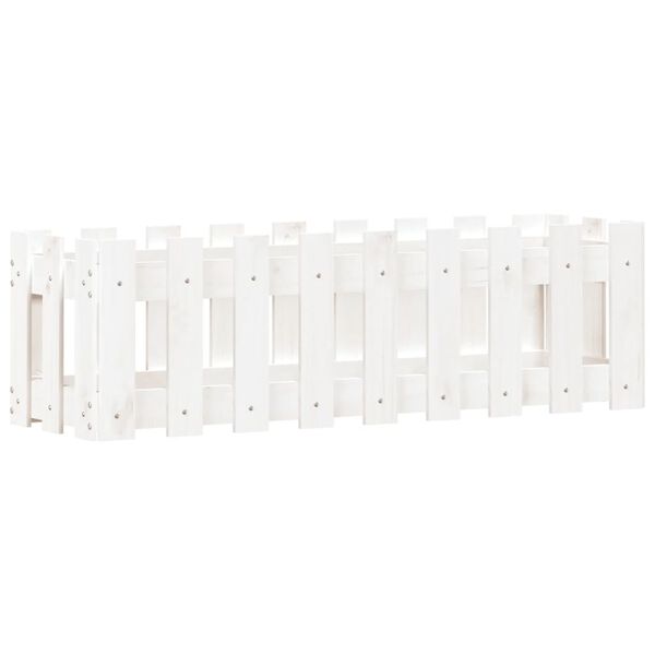 vidaXL Vrtna visoka greda z ograjico bela 100x30x30 cm trdna borovina