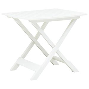 vidaXL Zložljiva vrtna miza bela 79x72x70 cm plastika