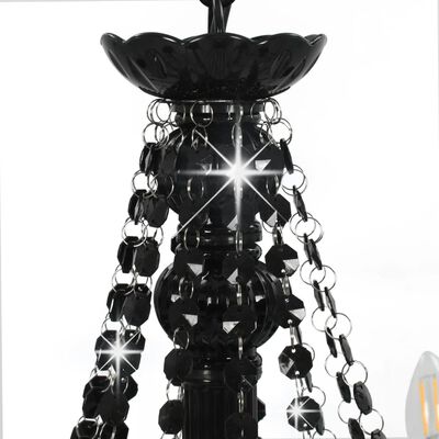 vidaXL Lestenec s kroglicami črn 12 x E14 žarnice