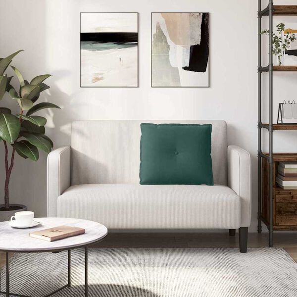 vidaXL Poglavni vzglavnik Temno zelena 60 x 50 cm Žametna tkanina