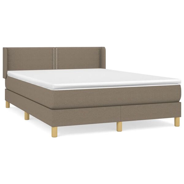 vidaXL Box spring postelja z vzmetnico taupe 140x200 cm blago