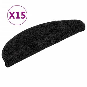vidaXL Stopni&scaron;čne preproge 15 kosov 56x17x3 cm črne polkrožne