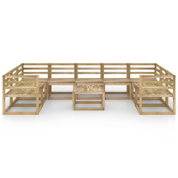 vidaXL Vrtna sedežna garnitura 10-delna zelena impregnirana borovina