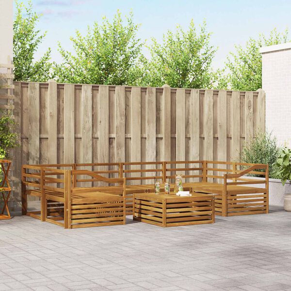 vidaXL Zunanja garnitura za sedenje 7 pcs Naravna Masiven les akacije