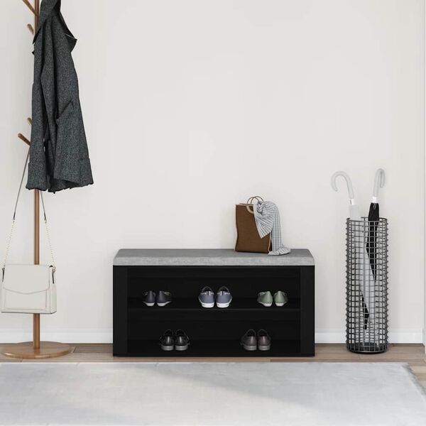 vidaXL Klop za čevlje črn hrast 100x35x45 cm inženirski les