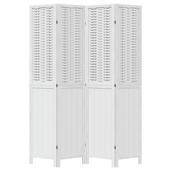 vidaXL Paravan 4-delni bel trden les pavlovnije