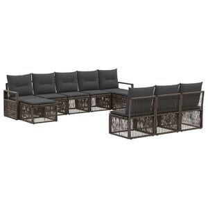 vidaXL Vrtna sedežna garnitura 10 pcs Siva poli ratan