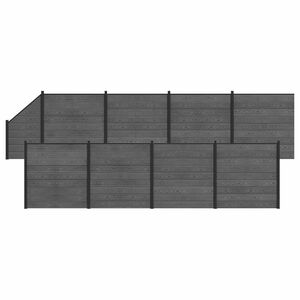 vidaXL Komplet ograj 9 kos 1484 x 186 cm WPC in aluminij Siva