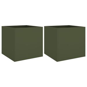 vidaXL Korito 2 kosa olivno zelena 42x40x39 cm jeklo