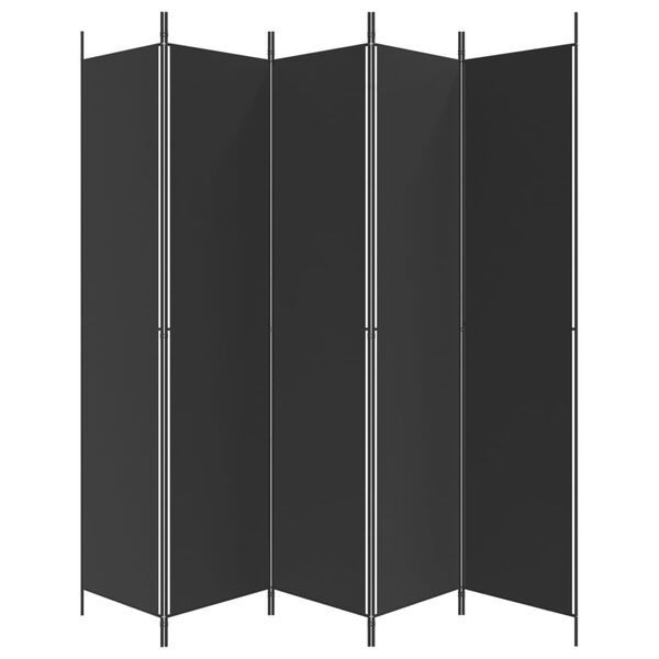 vidaXL Paravan 5-delni 250x220 cm črno blago