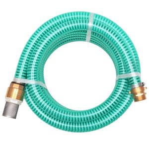 vidaXL Sesalna cev z medeninastimi nastavki 3 m 25 mm zelene barve