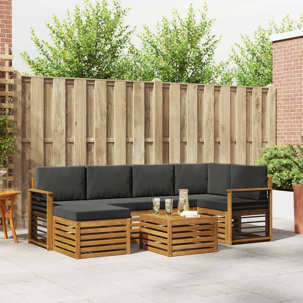 vidaXL Sedežne garniture z blazino 7 pcs Naravna in antracitna