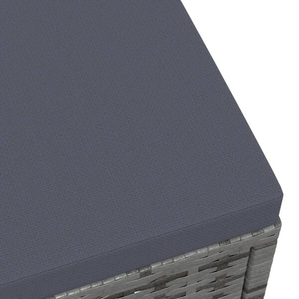 vidaXL Vrtni stolček za noge z blazino siv poli ratan