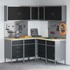 vidaXL Set delovnih omar s predalom s polico 12 pcs Črna in siva