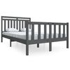 vidaXL Posteljni okvir siv 135x190 cm trden les