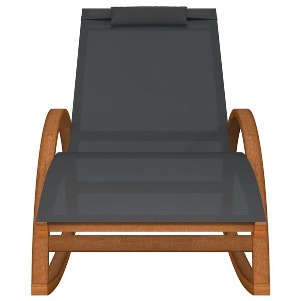 vidaXL Gugalni stol siv tekstil in trden topolov les