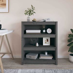 vidaXL Knjižna omara siva 80x35x97 cm trdna borovina