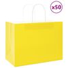 vidaXL Papirnate vrečke 50 kosov z ročaji rumena 32x17x25 cm